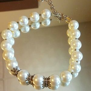 Vintage "pearl" necklace with rhinestones
